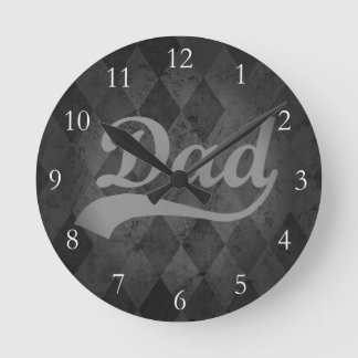 Harlequin Grey Shades Dad Round Clock