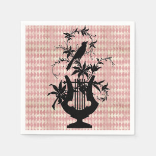 Harlequin Harp Bird Silhouette Cocktail Napkins