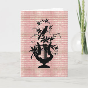 Harlequin Harp Bird Silhouette Greeting Card