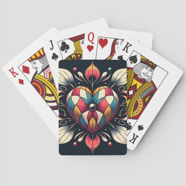Harlequin Heart Playing Cards (Back)
