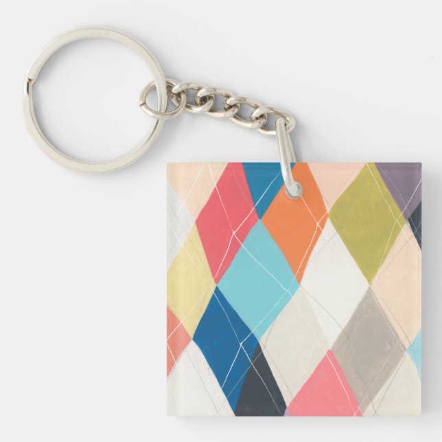 Harlequin Hopscotch - Argyle Pattern Key Ring (Front)