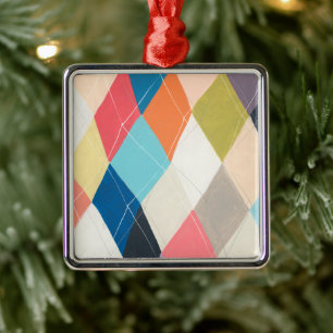 Harlequin Hopscotch - Argyle Pattern Metal Tree Decoration