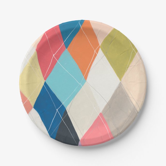 Harlequin Hopscotch - Argyle Pattern Paper Plate (Front)