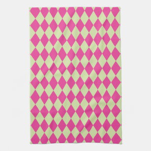 Harlequin Hot Pink and Mint Tea Towel