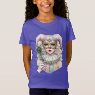 Harlequin in a Mask with a Peacock Feather T-Shirt