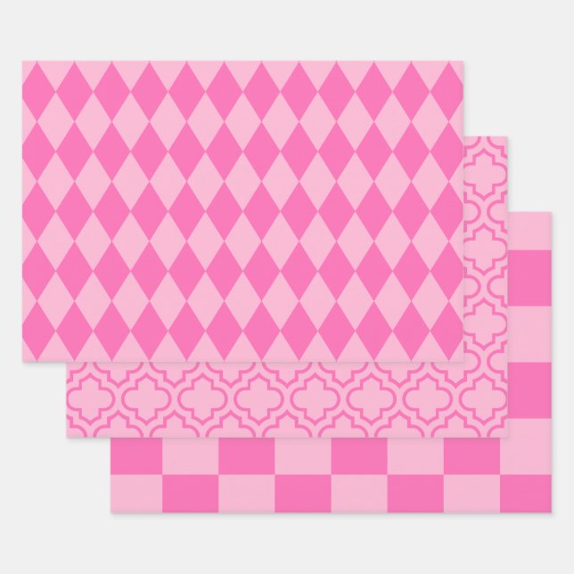 Harlequin Moroccan Chequered DIY Colours 2 Tone Pi Wrapping Paper Sheet (Set)