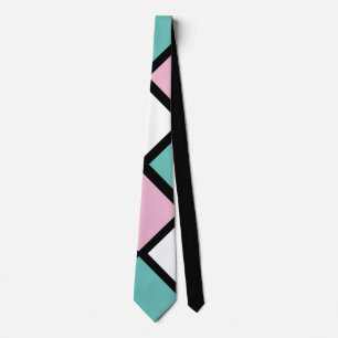 Harlequin Neck Tie (Black, Aqua & Pink)