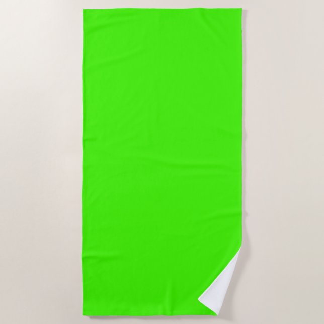 Harlequin Neon Green Solid Colour Beach Towel (Front)