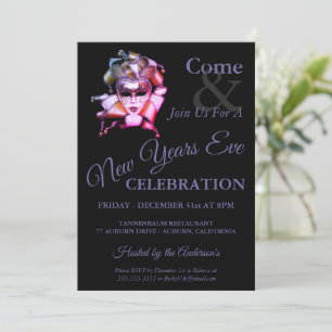 Harlequin New Years Eve Invitation