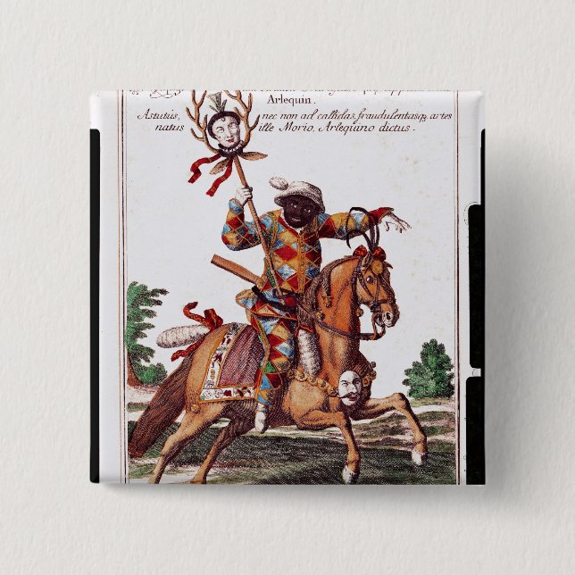 Harlequin on Horseback 15 Cm Square Badge (Front)