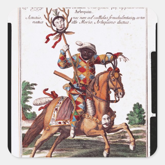 Harlequin on Horseback Square Sticker (Front)
