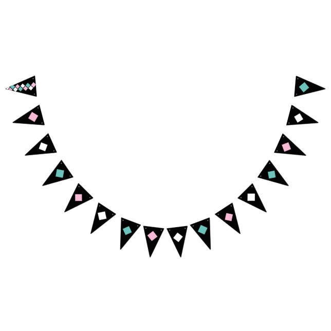 Harlequin Party Banner (Black, Aqua & Pink) (All)