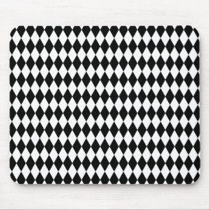 Harlequin pattern, elegant black and white design mouse mat