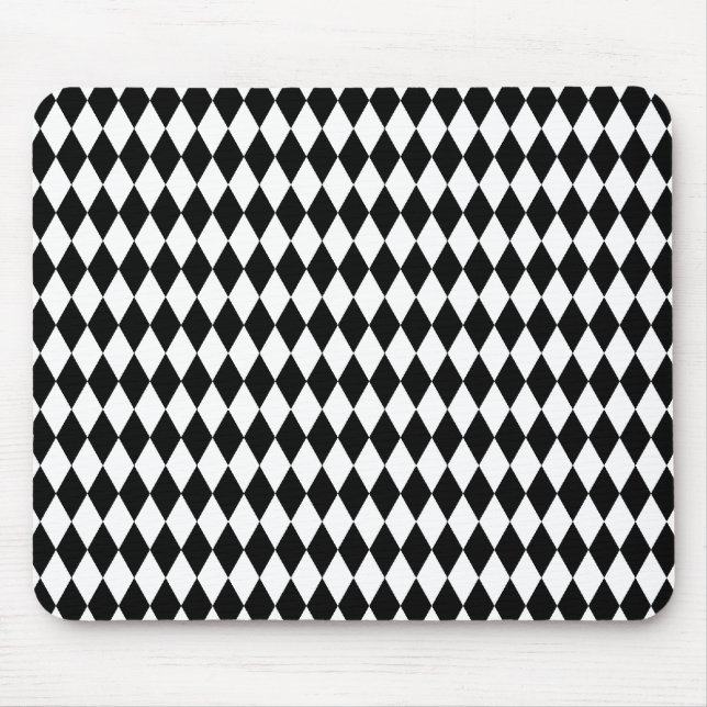 Harlequin pattern, elegant black and white design mouse mat (Front)