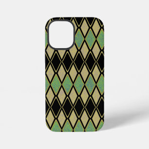 Harlequin Pattern in Gold, Green, and Black  iPhone 12 Mini Case