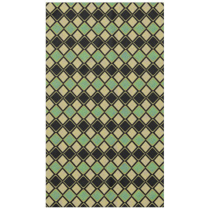 Harlequin Pattern in Gold, Green, and Black Tablecloth