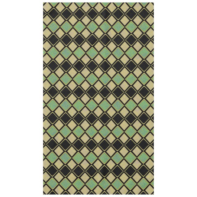 Harlequin Pattern in Gold, Green, and Black  Tablecloth (Front)