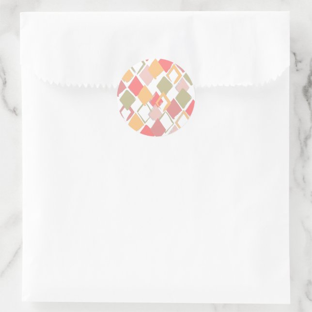 Harlequin pattern in popsicles summer colours  classic round sticker (Bag)