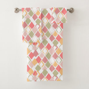 Harlequin pattern popsicles summer colours diamond bath towel set