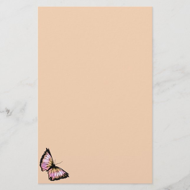"Harlequin" (Peach Butterfly) Stationery (Front)