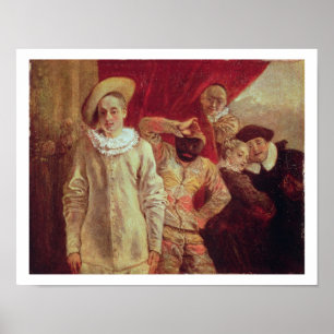 Harlequin, Pierrot and Scapin, Actors from the Com Poster