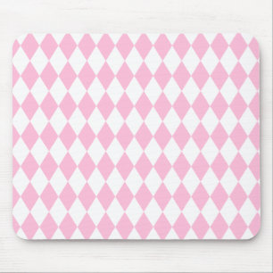 Harlequin Pink and White Mouse Mat