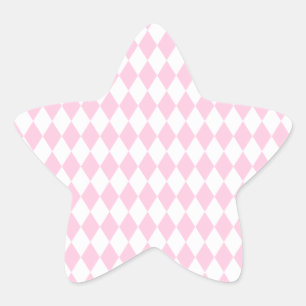 Harlequin Pink and White Star Sticker