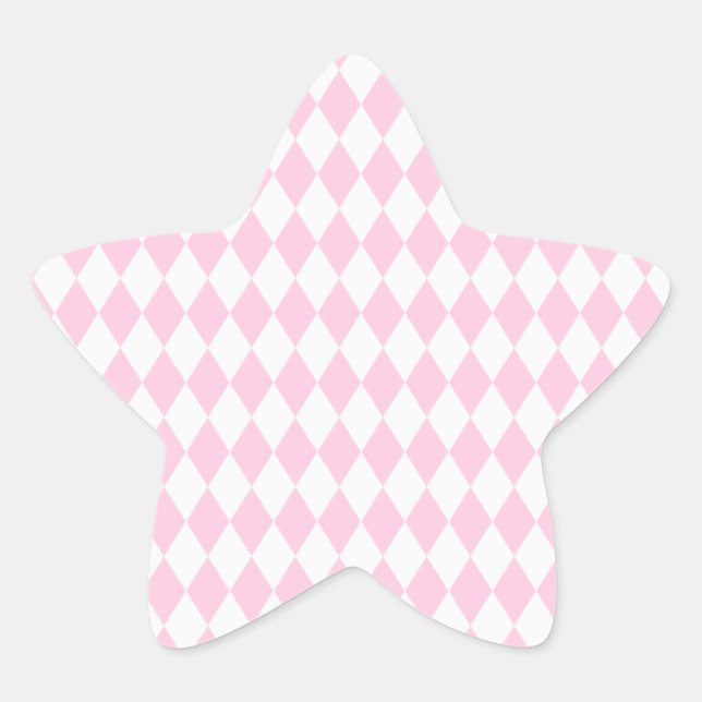 Harlequin Pink and White Star Sticker (Front)