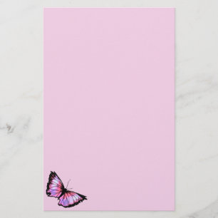 "Harlequin" (Pink Butterfly) Stationery
