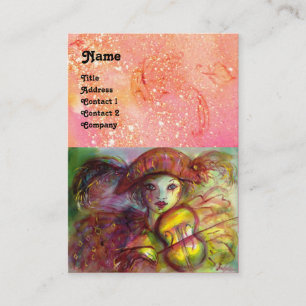HARLEQUIN , pink red yellow green blue sparkles Business Card