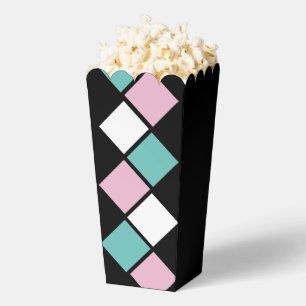 Harlequin Popcorn Box (Black, Aqua & Pink)