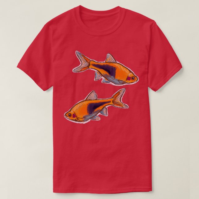 Harlequin Rasbora Cute Crayon Fish Design T-Shirt (Design Front)