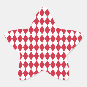 Harlequin Red and White Star Sticker