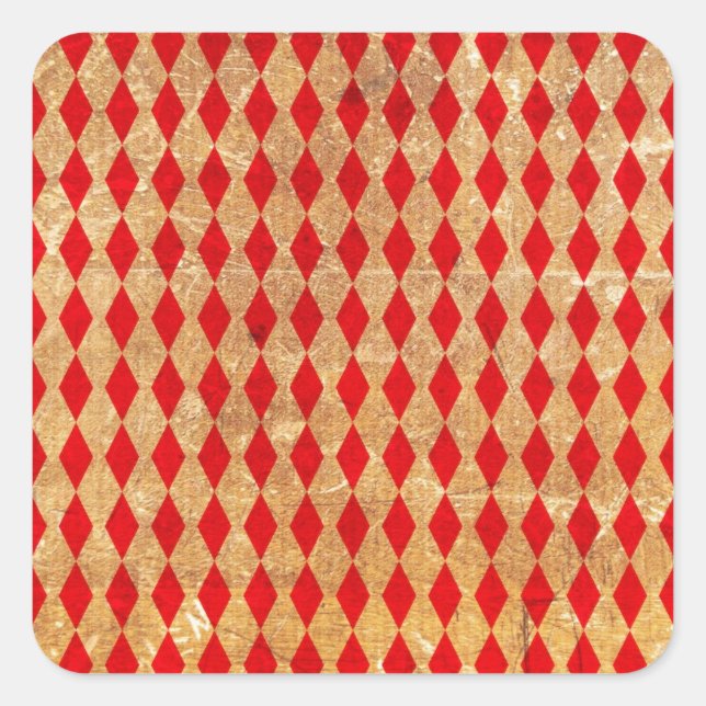 Harlequin Red Vintage Square Sticker (Front)