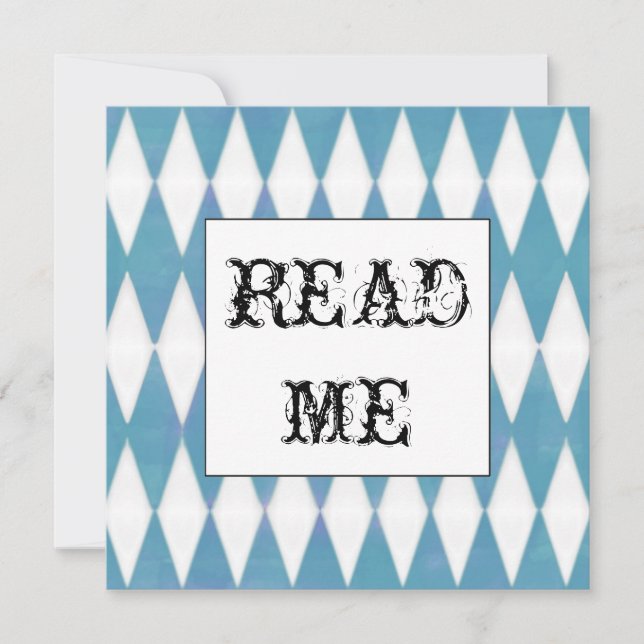 Harlequin Square Alice in Wonderland invitation (Front)