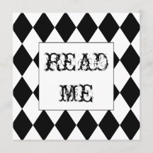 Harlequin Square Alice in Wonderland invitation