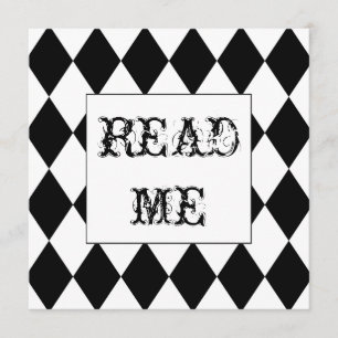 Harlequin Square Alice in Wonderland invitation