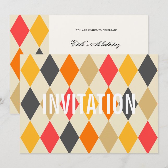 Harlequin Style | Party Invitation (Front/Back)