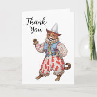 Harlequin Theatrical Costumed Cat Art Thank You