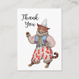 Harlequin Theatrical Costumed Cat Art Thank You Enclosure Card