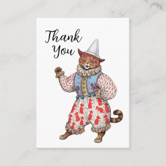 Harlequin Theatrical Costumed Cat Art Thank You Enclosure Card
