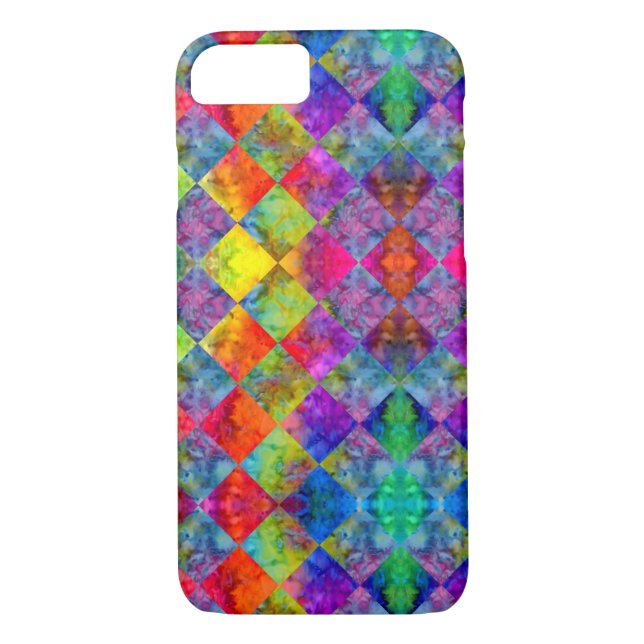 [Harlequin Tie-Dye] Diamond Fractal Chequered Case-Mate iPhone Case (Back)