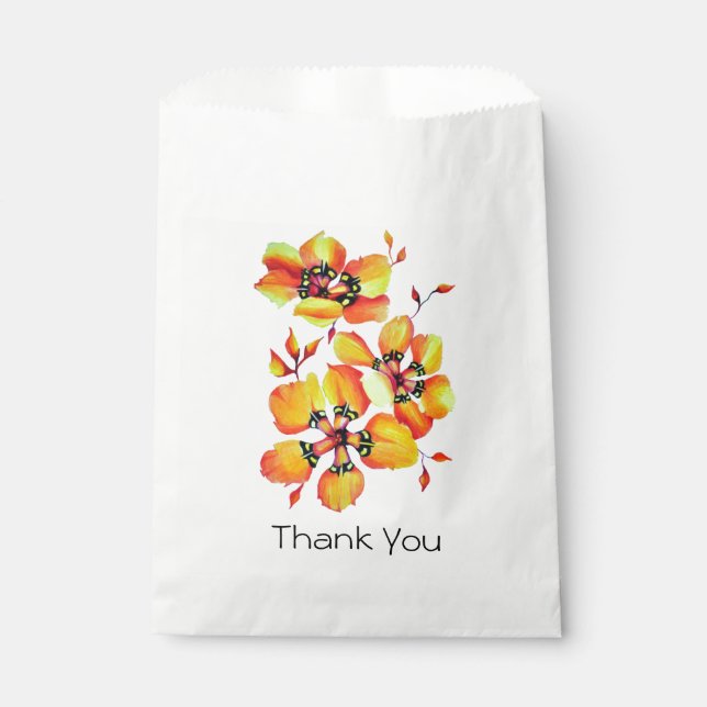 Harlequin Tricolor Sparaxis Watercolour Favour Bags (Front)