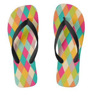 Harlequin vintage pattern flip flops