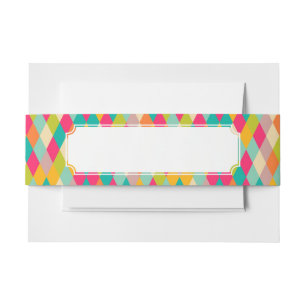 Harlequin vintage pattern invitation belly band