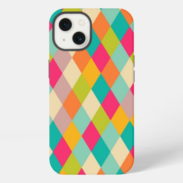 Harlequin vintage pattern iPhone case (Back)