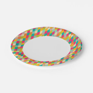 Harlequin vintage pattern paper plate