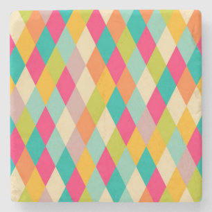 Harlequin vintage pattern stone coaster