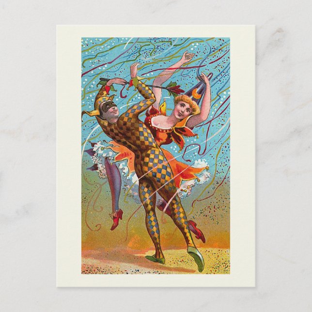 "Harlequin" Vintage Postcard (Front)