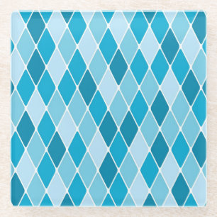 Harlequin winter pattern glass coaster